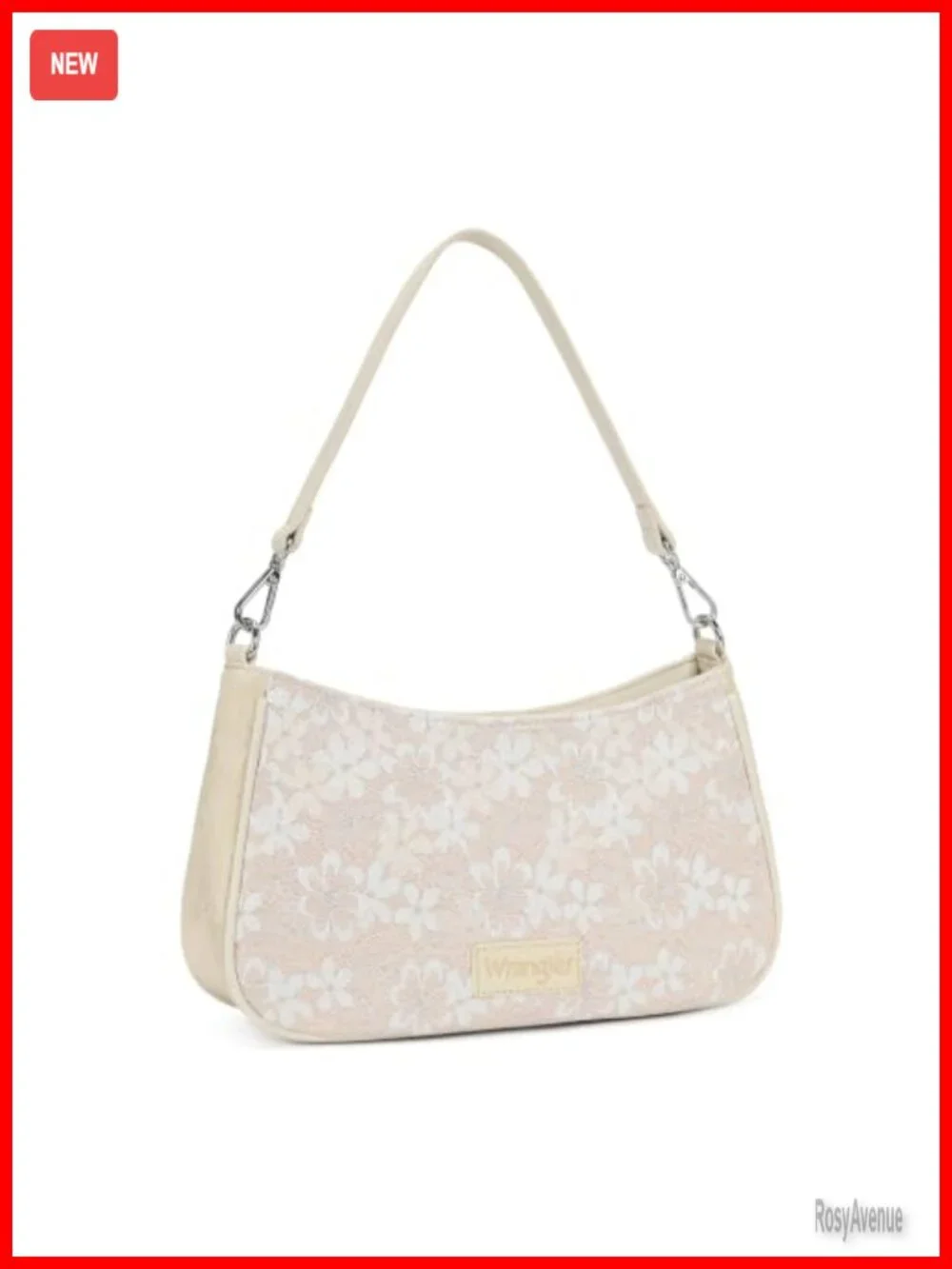 Faux Leather Lace Floral Hobo Handbag with Crossbody Strap